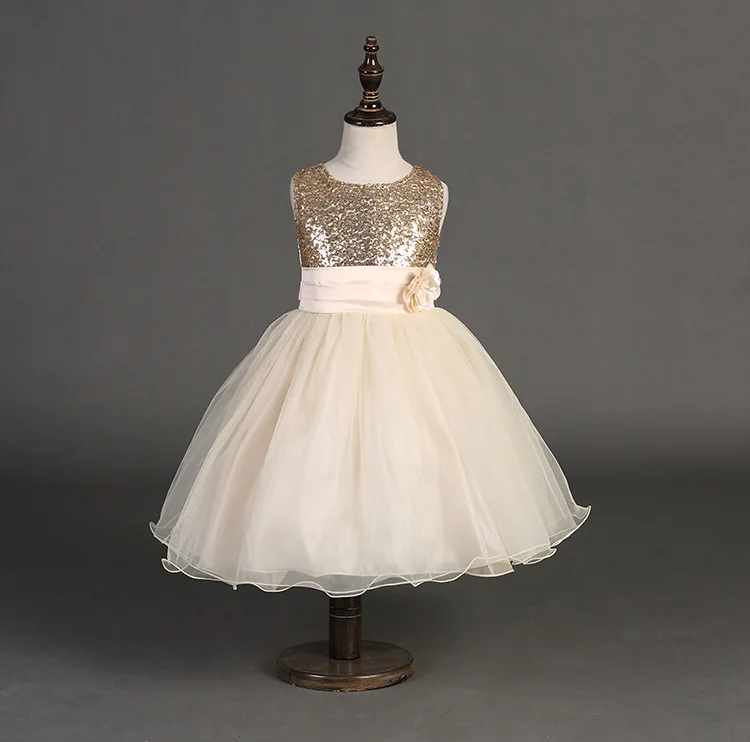 Flower Girl Dress 10 Color with Rose Party Birthday Chirstening Dress
