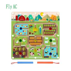 Fly AC Магнитный лабиринт ферма деревянные игрушки Ранние развивающие игрушки для детей подарок на день рождения
