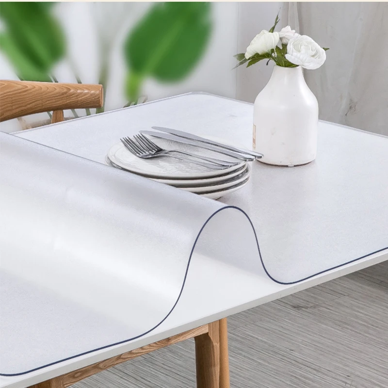 PVC Transparent Waterproof Tablecloth Home Table Cover Kitchen Oilcloth Soft Glass for Wedding Party