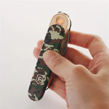 

ONUOSS Long And Thin Windproof USB Lighter Knife Lighter Personality Electronics Cigarette Lighter Gift Box Gadgets For Men