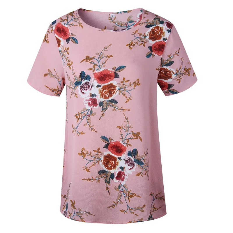 Femme Camisetas Mujer Verano женские блузки с цветочным принтом больших размеров шифоновые