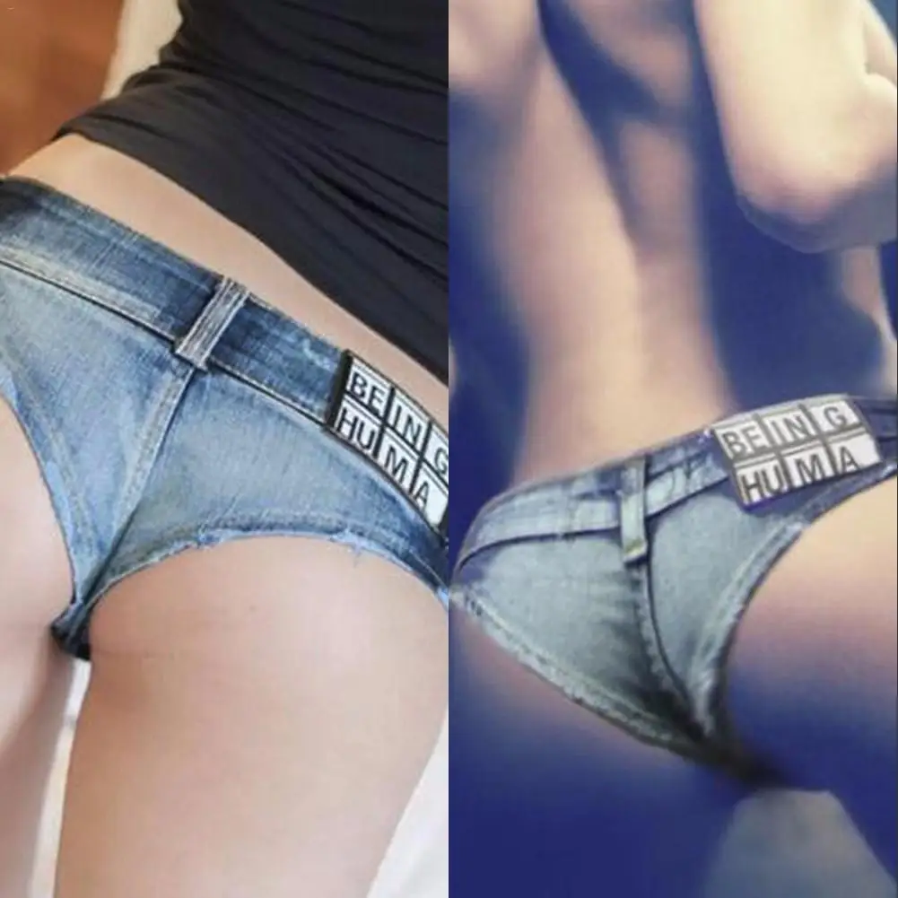 

Sexy Beach Jeans Denim Pants Triangle Buckle Zipper Low Waist Sexy Booty Cheeky Bikini Micro Mini Shorts Thong Jeans