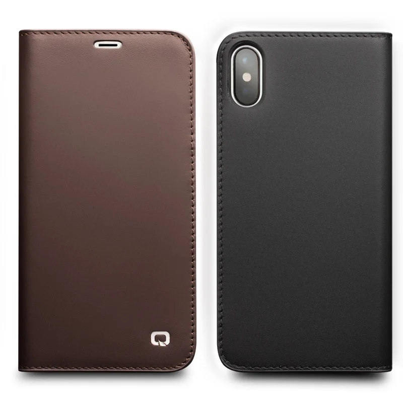 

QIALINO Genuine Leather Phone Cover for iPhone X Handmade Luxury Ultra Slim 5.8-inch Wallet Card Slot Bag Flip Case for iPhone X