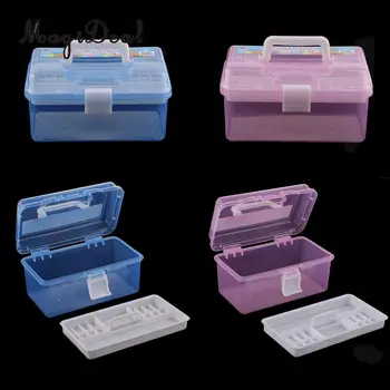 

2 Layer Plastic Clear Jewelry Beads Sewing Painting Tools Organizer, Household Medicine Storage Box Case Container with Handle