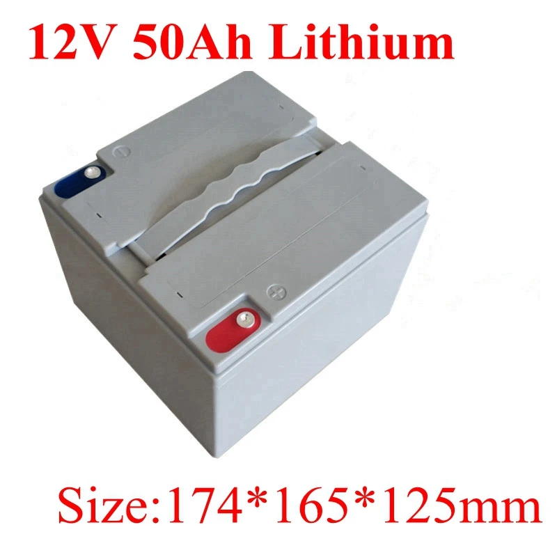 

Waterproof 12V 50AH Lithium Ion Battery 12v Li Ion Battery Golf Buggy Solar EV Adventure Inverter Scooter Bike + 5A Charger