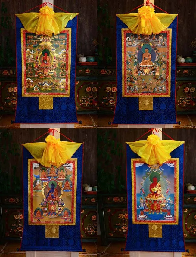 

Special price - Wholesale Buddhist supplies 4P--60 CM Thang-ga Thangka art- Amitabha the Medicine Buddha Elysium Sukhavati art