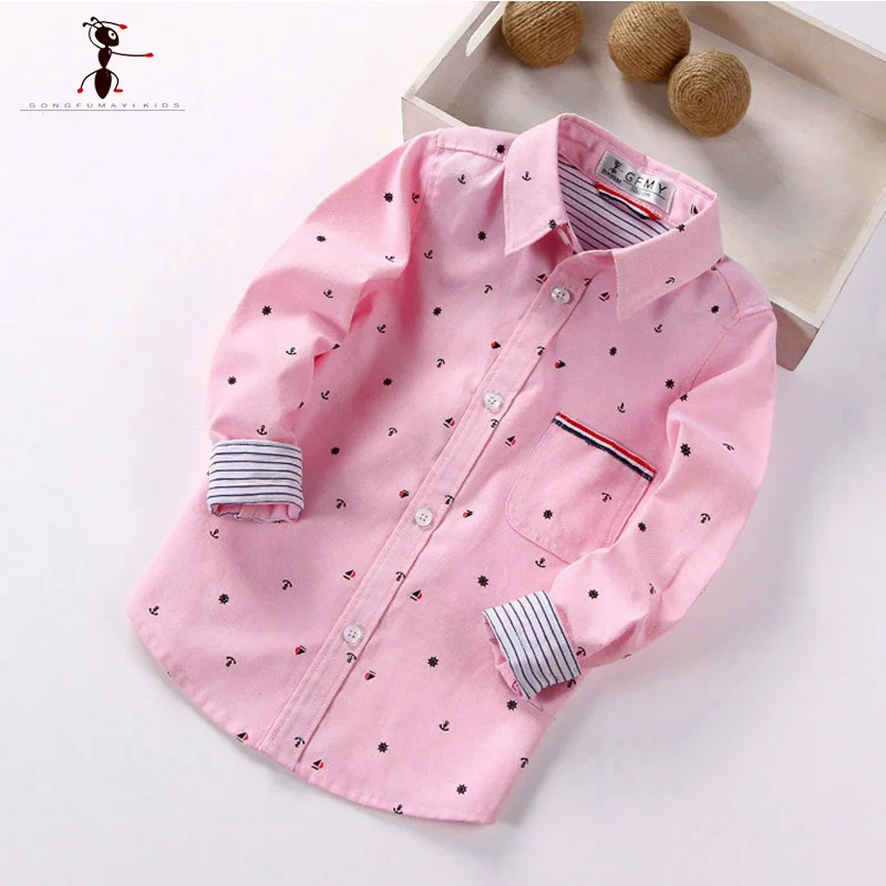 Весенне-осенние рубашки для мальчиков с узором в горошек; хлопковые повседневные блузки для детей; 4 цвета; Camisas Para Hombre; 1510