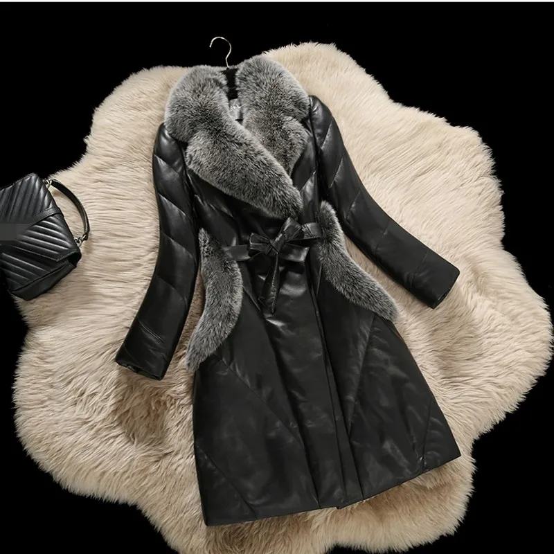 سترة إمرأة الشتاء جلد طبيعي النساء الملابس والجلود نوعية جيدة الفراء معاطف معطف الغنم معطف الثعلب الفراء طوق الزنانير