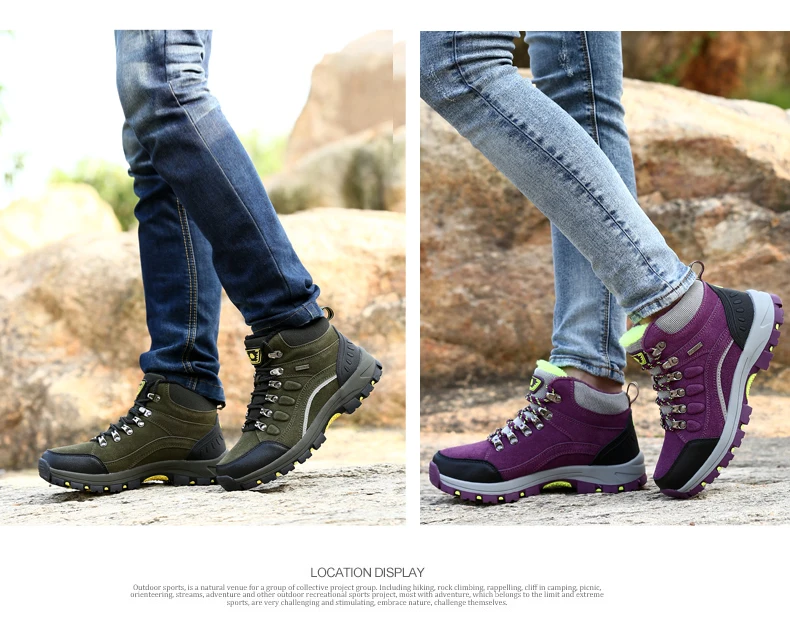 Зимние мужские треккинговые ботинки с теплым мехом; водонепроницаемые женские ботинки; обувь для альпинизма и кемпинга; высокие треккинговые кроссовки