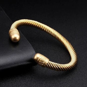 

Simple Design Stainless Steel Charm Men Male Bracelets Bangles Luxury Gold Color Open Sporty Fashion Cuff Bangle Pulsera