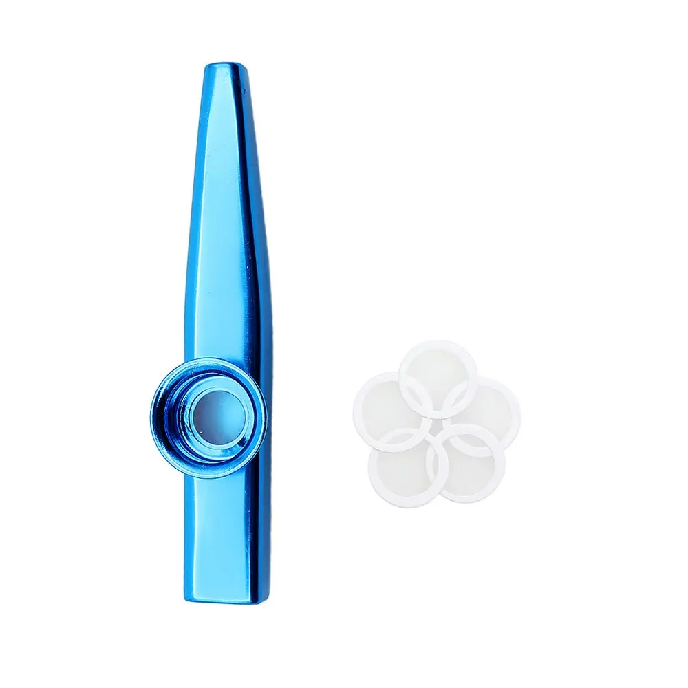 SEWS kazoo металлический сплав с 5 шт подарки диафрагма для флейты для детей любителей музыки-синий