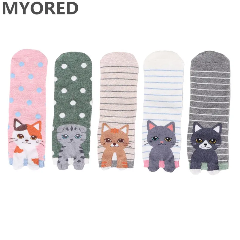 Женские короткие носки MYORED 5 пар хлопковых носков с мультяшными животными