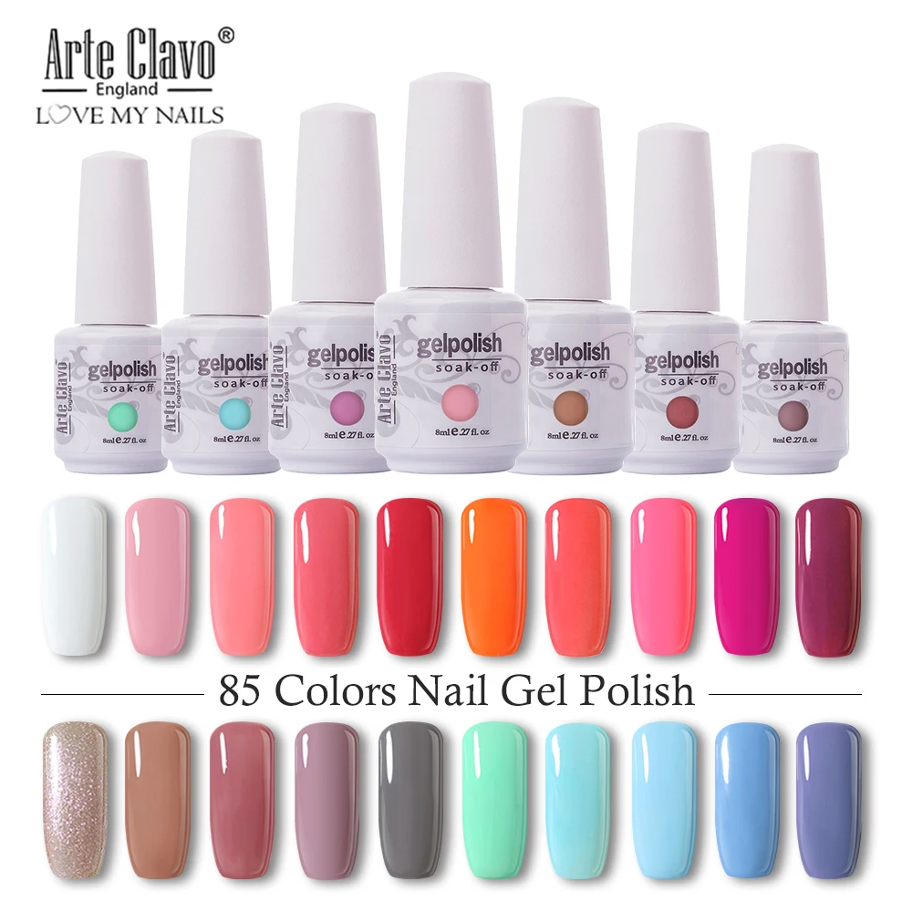 Arte Clavo 8ml Nail Polish Nail Gel Soak off LED UV Hybrid Gel Lacquer Nail Primer Gel Varnish Red