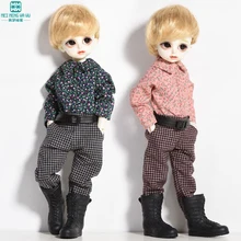 Модная Одежда для куклы bjd, рубашка в клетку+ клетчатые брюки, подходит для 27-30 см, 1/6, кукла bjd s