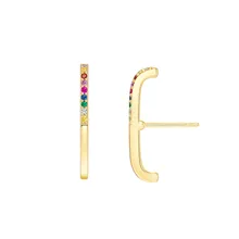 SLJELY, новинка, 925 пробы, серебряная, золотая, Радужная, серьги-гвоздики, микро проложенный цвет, кубический цирконий, камни для женщин, модное ювелирное изделие