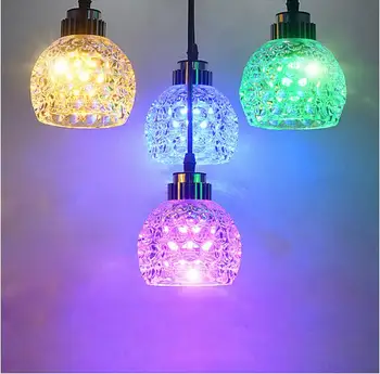 

Pendant light bar led restaurant personality crystal restaurant Pendant lamp 1/3/4 Heads 220V