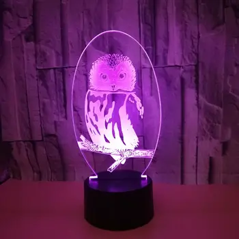

New Owl Colorful 3d Small Night Light Remote Touch Led Gift Atmosphere Small Table 3d Lamp Usb Led Kids Lamp
