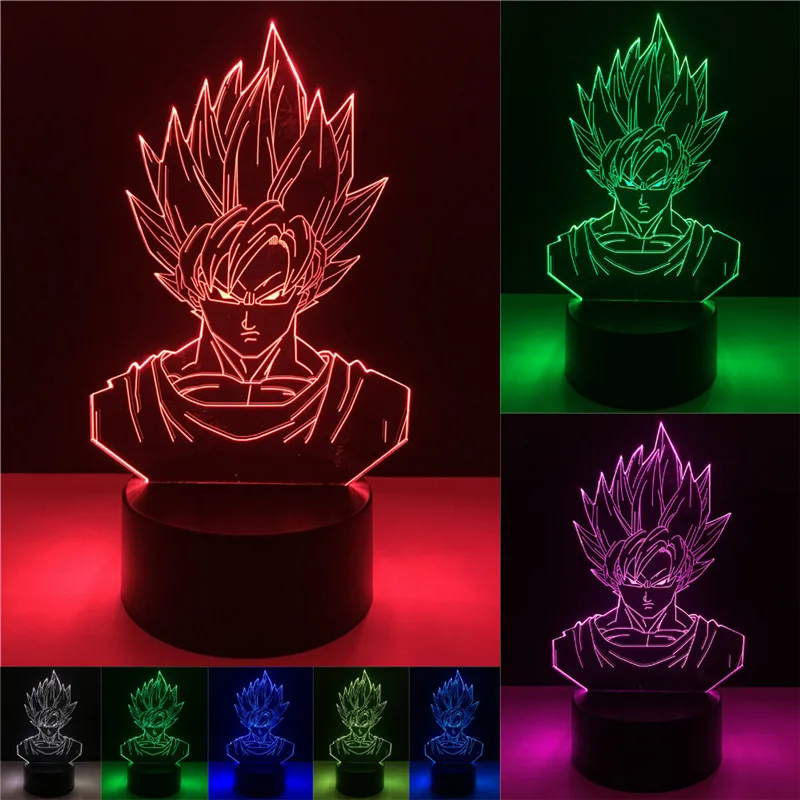 

Dragon Ball Z Goku Super Saiyan Face 3D Action Model Figure Led Table Lamp Lights Illusion Toy Gift