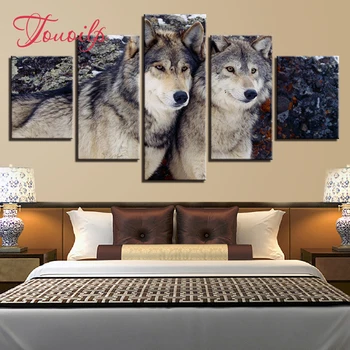 

5 pcs Handmade Full Animal Two wolves 5d diamond Painting 5d Diamond embroidery picture cross stitch pattern Home decoration