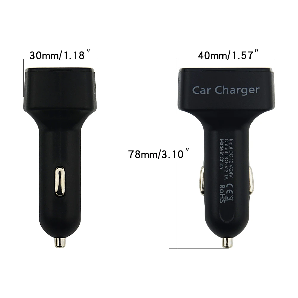 Gps-аксессуары EC2 автомобильное зарядное устройство USB Вольтметр термометр с цифровым дисплеем зарядка прикуриватель защита от перегрузки по току
