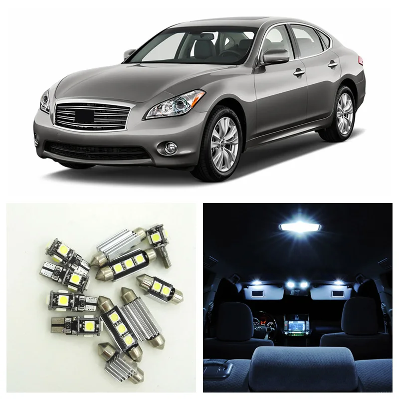 

12pcs White Canbus Car LED Light Bulbs Interior Package Kit For 2011 2012 Infiniti M35h M37 M56 Dome Trunk Step Courtesy Lamp