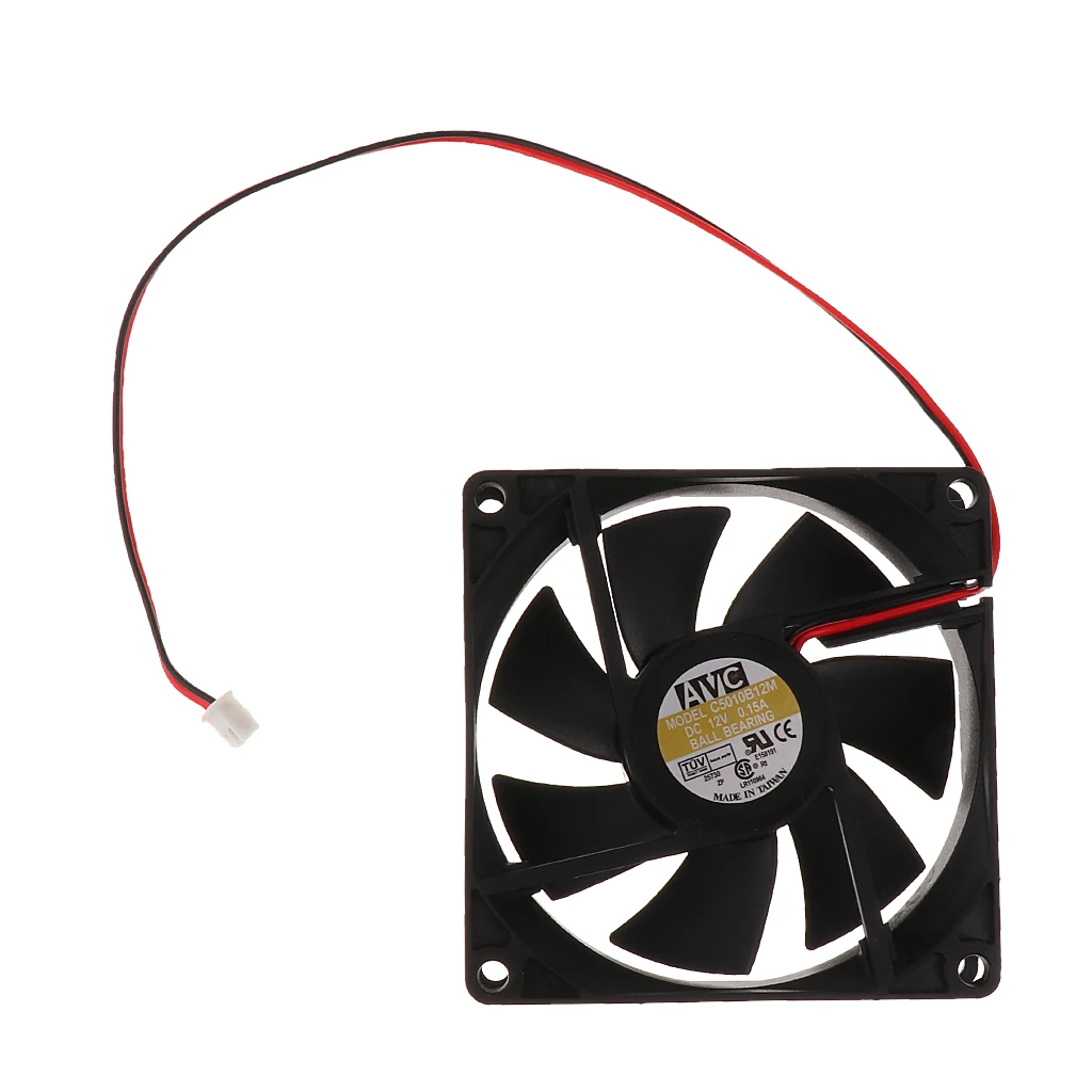  1 Pcs DC 12V Mini Cooling Computer Fan Small Computer Fan 80mm x 80mm DC Brushless 2-Pin Silent Strong Air Flow Computer Fan 