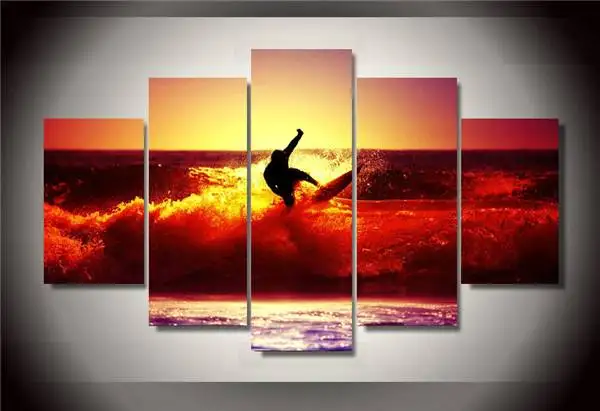 Hd Printed Surfing Group Painting Wall Art Canvas Print Room Decor Poster Picture Free Shipping/Ny-457 size 1 NO | Дом и сад