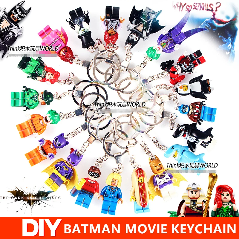 

DIY KEYCHAIN KEY RING Batman Movie Joker HARLEY QUINN CatWoman Robin Batgirl Barbara Riddler Blocks minifig Figures Toys Gift
