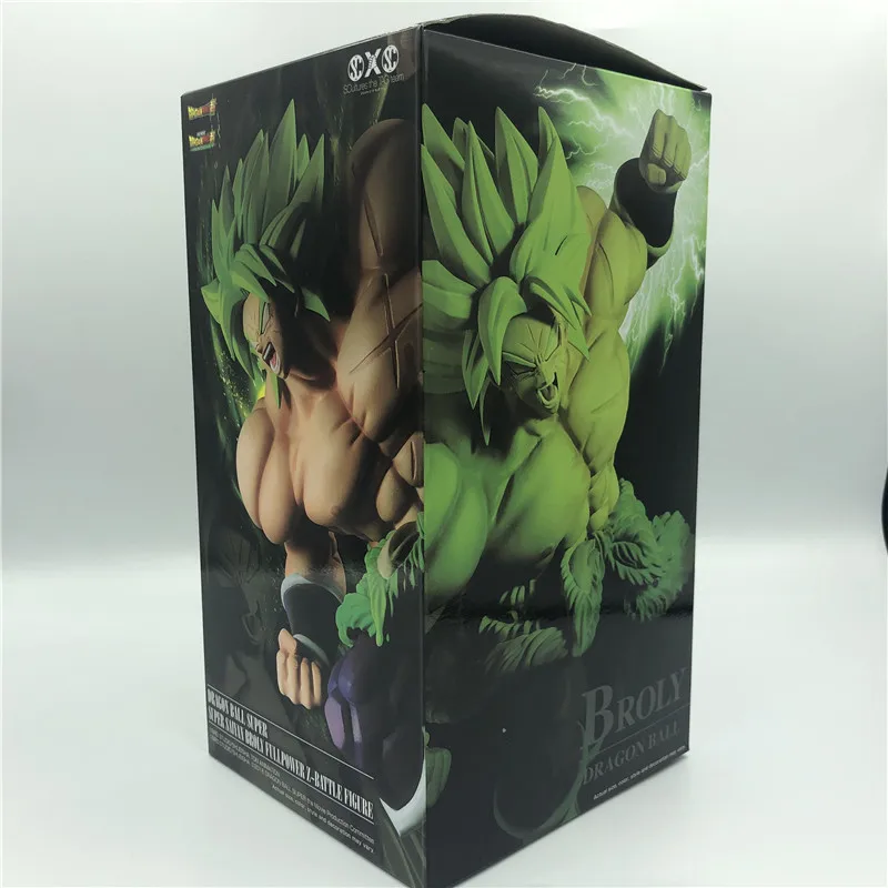 Dragon Ball Z Super Broly Movie Ver. Зеленые волосы против Гоку броли Супер Saiyan боевой формы ПВХ Фигурки Модель DBZ 24 см - Цвет: A Real Boxed