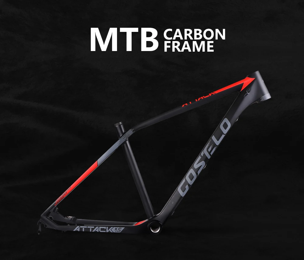 Cheap Costelo Attack XC Pro Mountain MTB Bicycle Carbon Frame Torayca UD Carbon Fiber Bicycle Frame 27.5er 650B Carbon Mtb bike frame 2