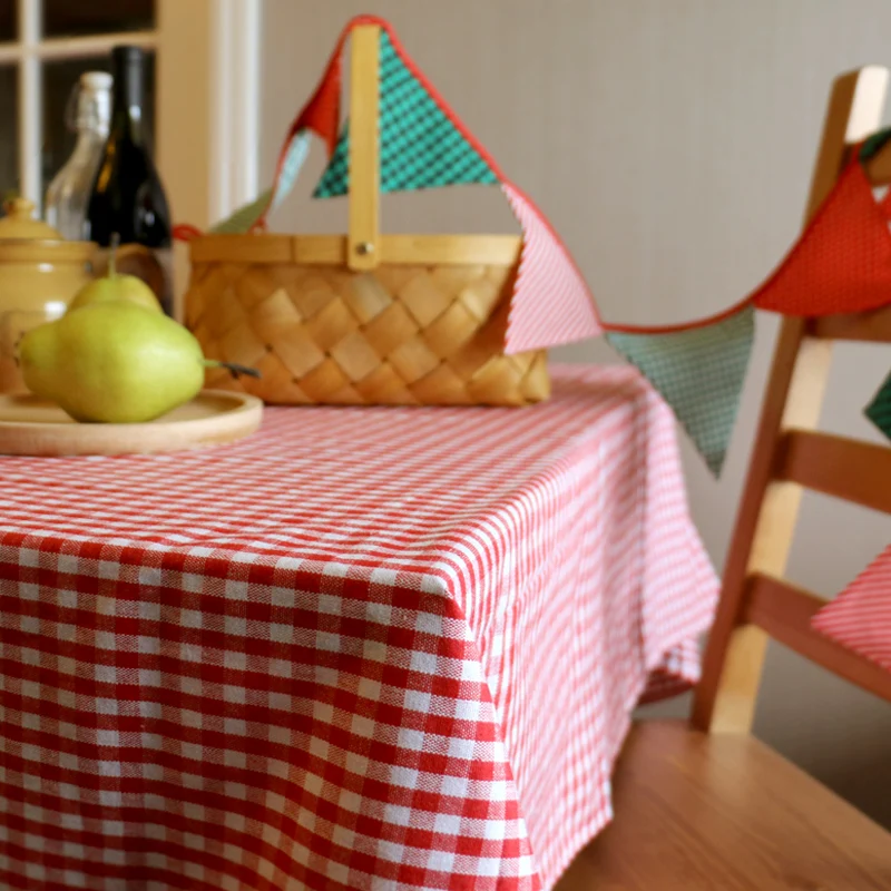 

Red White Gingham Checkered Plaid table cloth dining table cloth