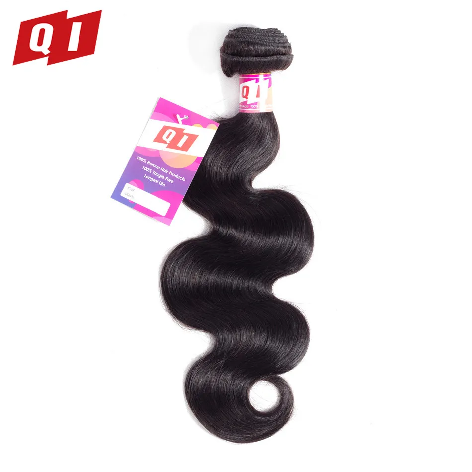 QI волос натуральный Цвет не Волосы remy монгольской тело волна 100% натуральные