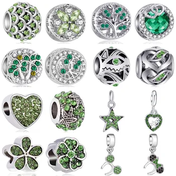 

Simple Style Green Stars Flower Fairy Tree Hearts Mickey Beads Charms Fit Pandora Bracelets & Bangles for Women DIY Party Perles