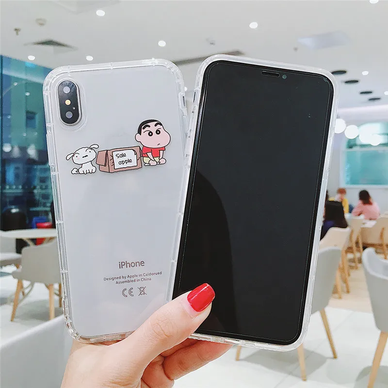 Забавный чехол для телефона Crayon Shinchan чехол для iPhone 6 6S 7 8 Plus X XS MAX XR, Прозрачная мягкая Задняя накладка чехла из ТПУ