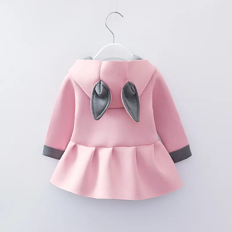 Babyinstar/осенне-зимнее новое пальто для девочек; одежда для детей; куртки с капюшоном и заячьими ушками; Верхняя одежда для малышей; стильное Детское пальто с героями мультфильмов