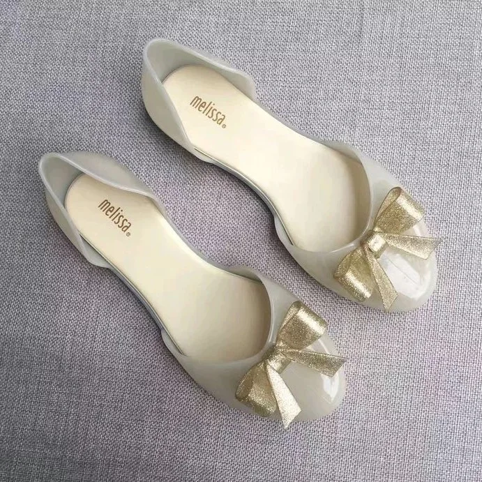Женские туфли melissa прозрачные сандалии на плоской подошве с бантом 2019|Боссоножки