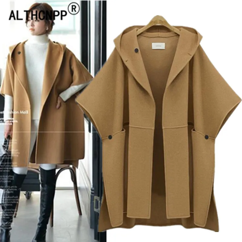 plus size long wool coat with hood