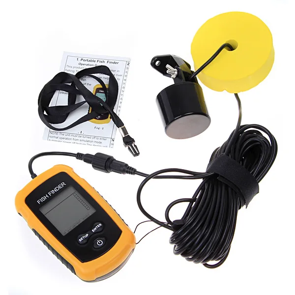 2016 أحدث ماء المحمولة إنذار fishfinder السمك مكتشف السونار أسلم عمق 100 متر عمق السونار fishfinder