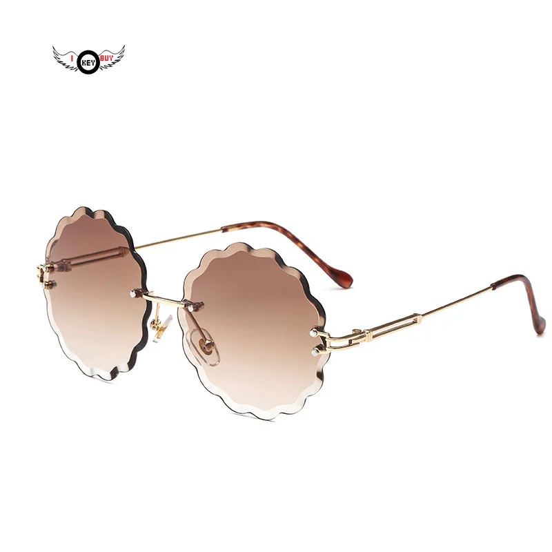 Модные солнцезащитные очки для обработки деревянных кромок выполненные солнечные очки тёмные очки металлические оправы в форме цветка Для женщин очки - Название цвета: Коричневый