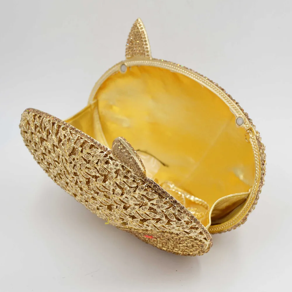 Модный дизайнерский вечерний клатч с изображением животных, Золотая лисица, роскошный клатч, мини-сумочка с цепочкой, женские банкетные сумки, Свадебный Кошелек 610
