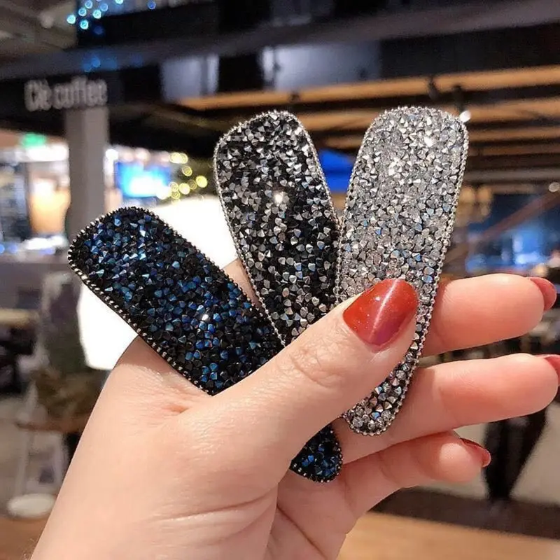 

14 Color Minimalist Side Bang Decorative BB Hair Clip Women Imitation Crystal Shimmer Rhinestone Geometric Hairpin Snap Barrette