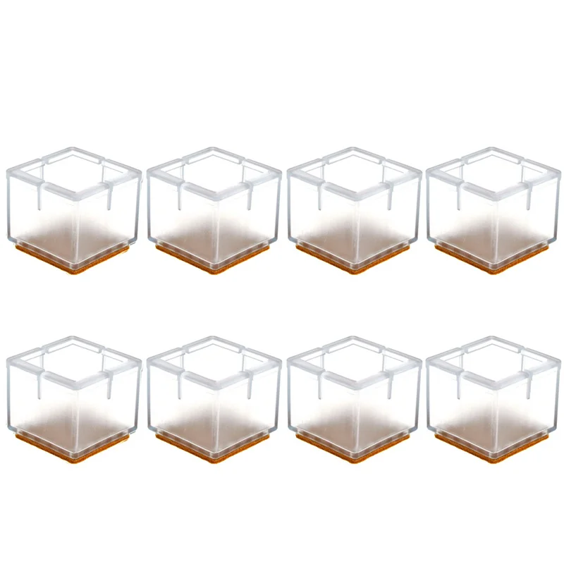 8pcs Square Leg Caps Sets Protectors Wood Floor Protectors Furniture Chair Table Feet Pads Anti-slip Prevent Scratches 