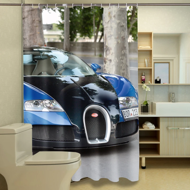 Cool luxury cars, sports cars 3d photo print waterproof shower curtain