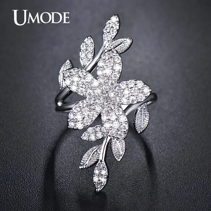 font b UMODE b font Cocktail font b Ring b font Rhodium plated Top Grade