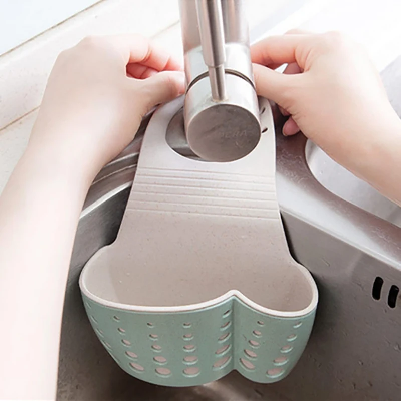 

1pc Kitchen Hanging Drain Basket Drain Rack Portable Bath Storage Gadget Storage Bag Organizer Tools Sink Holder Storage Tool