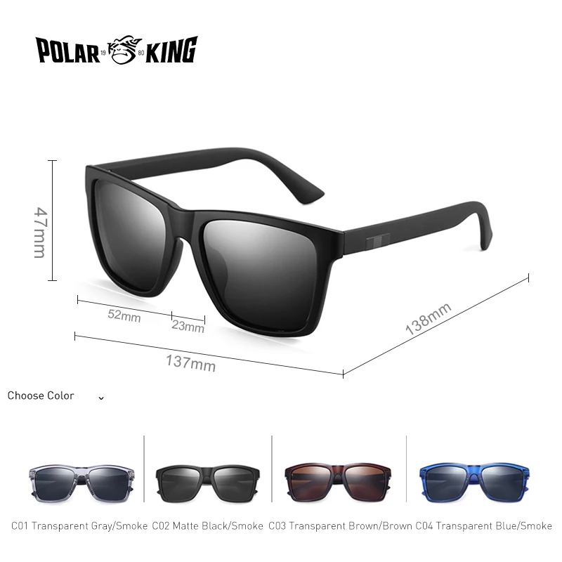 POLARKING Brand Design Retro Classic Polarized Men Sunglasses Driving Fishing Square Shades Sun Glasses For Male Eyewear