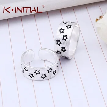 Kinitial 1Pcs High Quality Luxury 925 Sterling Silver Romantic Star Rings For Women Loves Wedding Star Around Ring Jewelry Bague