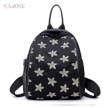 

Women Backpacks Fashion Velour Black High Quality Ladies Casual Student Bag Designer Star Printing Women's Shoulder Bag SAJOSE