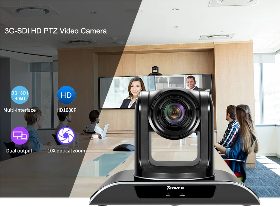 TONGVEO VHD10N 10X عدسات تكبير التركيز التلقائي SDI كاميرا عين السمكة كامل HD1080P كاميرا فيديو ptz للمؤتمرات مع 3G-SDI DVI HDMI الناتج