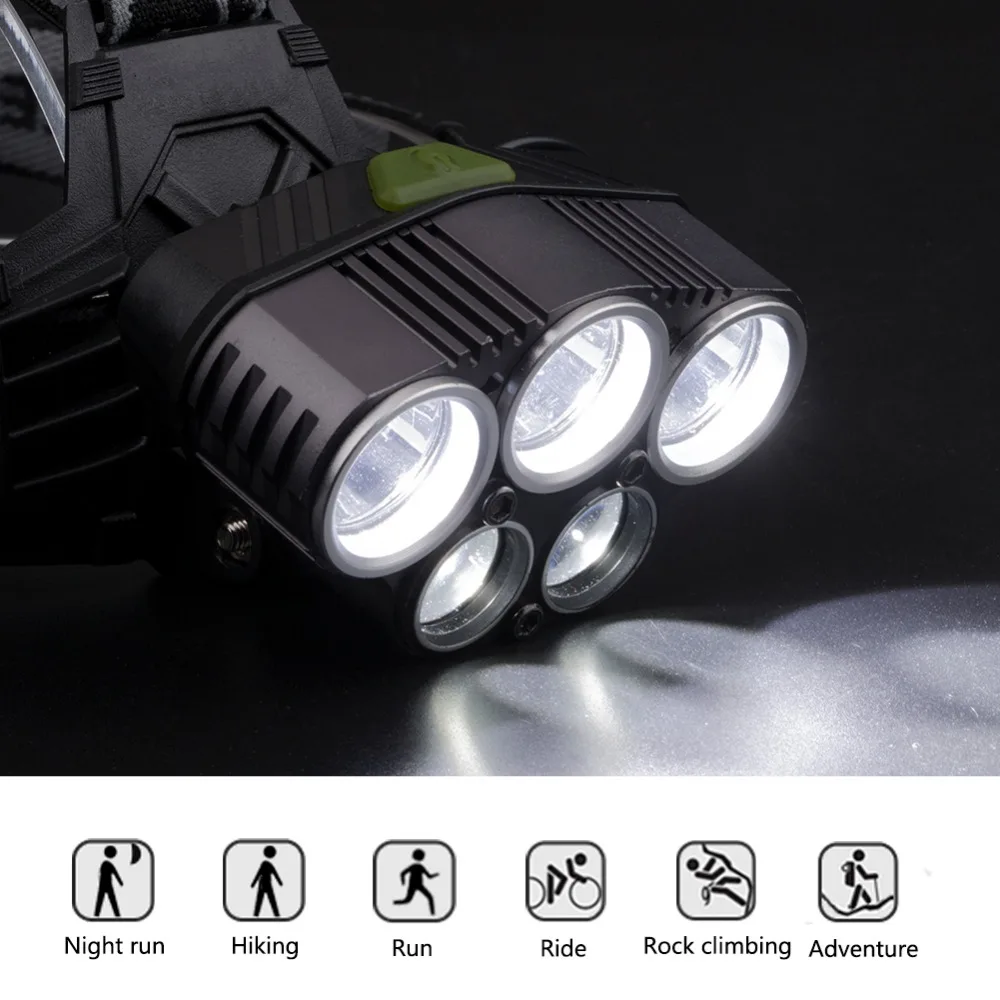 SANYI USB 5* T6 светодиодный налобный фонарь супер яркий Мощный налобный фонарь рабочее освещение для кемпинга, охоты
